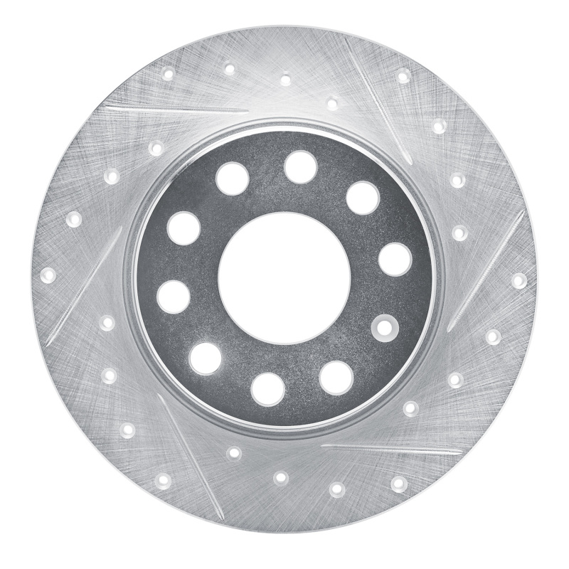 Audi Q2 Brake Rotor (1) - Rear Right - R1 Concepts - Drilled & Slotted - Silver - `17-`25 Audi Q2 Brake Rotor (1) - Rear Right - R1 Concepts - Drilled & Slotted - Silver - `17-`25